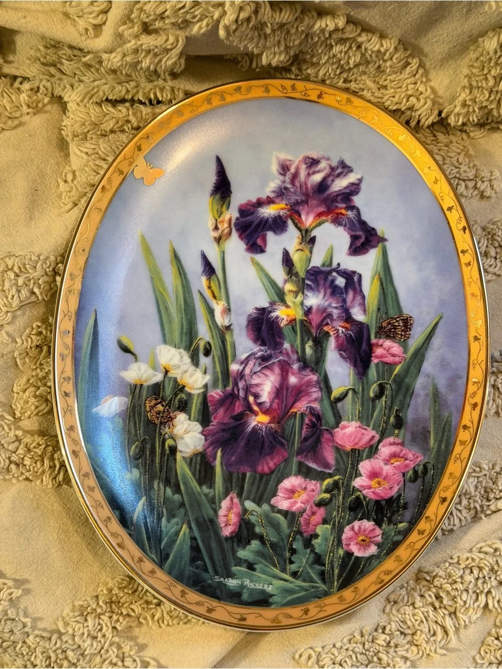 The Bradford Exchange Floral Ceramic Wall Plaques - Blue, Purple & Pink Set